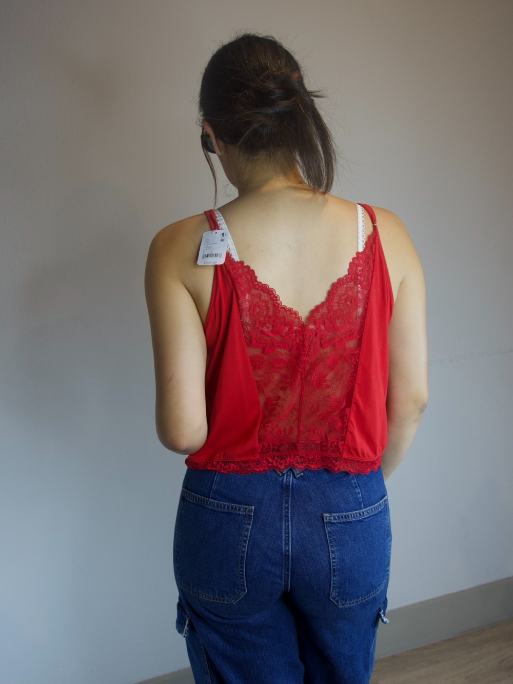 Intimately Free People Sleepless Summer Lace Tie-Front Cami Top Luxe Red Size S - Picture 4 of 7